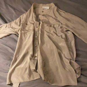 Grayish olive 100% silk blouse